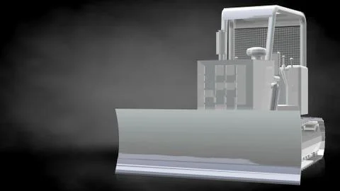 3d rendering of a reflective Bulldozer  on a dark black background Stock Illustration