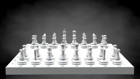3d rendering of a reflective chess on a dark black background Illustrazione stock