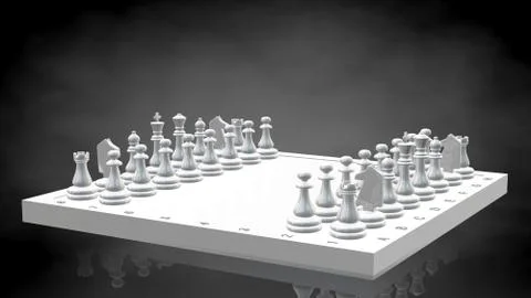 3d rendering of a reflective chess on a dark black background Stock Illustration