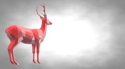 3d rendering of a reflective deer animal with beautiful horns Stock Illustration
