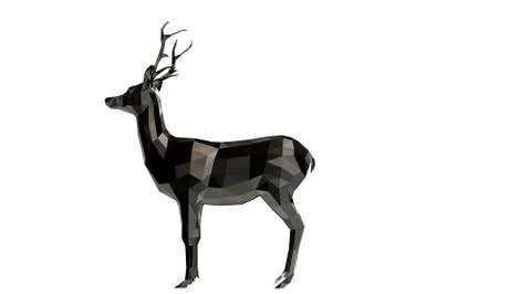 3d rendering of a reflective deer animal with beautiful horns Stock Illustration