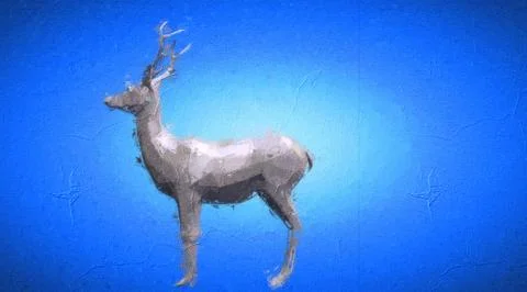3d rendering of a reflective deer animal with beautiful horns Stock Illustration
