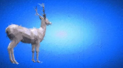 3d rendering of a reflective deer animal with beautiful horns Stock Illustration