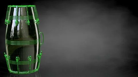 3d rendering of a reflective drum on a dark black background 스톡 일러스트