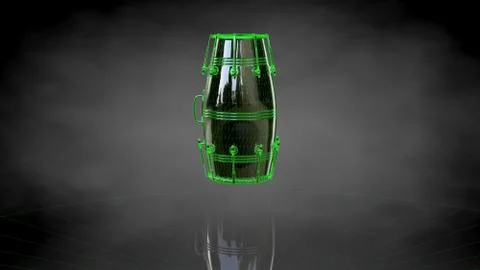 3d rendering of a reflective drum on a dark black background Illustrazione stock