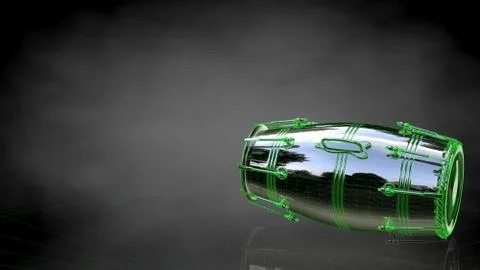 3d rendering of a reflective drum on a dark black background イラスト素材