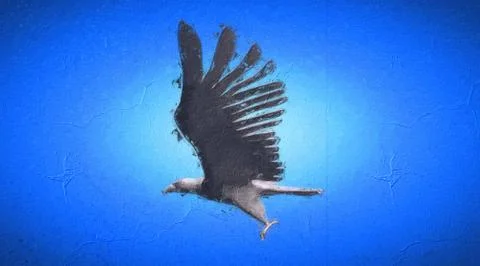3d rendering of a reflective eagle bird flying in the air Stock Illustration