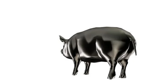3d rendering of a reflective fat pig animal on a background Stock Illustration