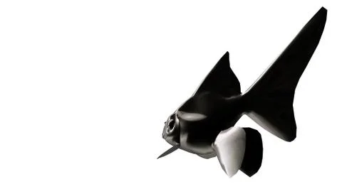 3d rendering of a reflective fish shape swimming with fins Stock Illustration