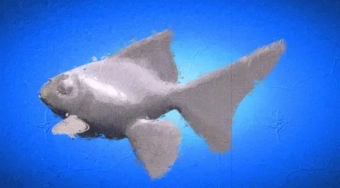 3d rendering of a reflective fish shape swimming with fins Stock Illustration