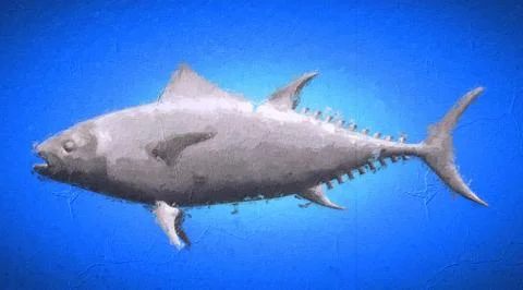 3d rendering of a reflective fish shape swimming with fins Stock Illustration