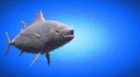 3d rendering of a reflective fish shape swimming with fins Stock Illustration