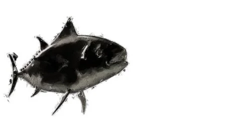 3d rendering of a reflective fish shape swimming with fins Stock Illustration