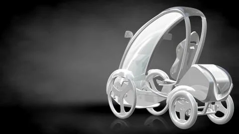 3d rendering of a reflective futuristic car on a dark black background Stock Illustration