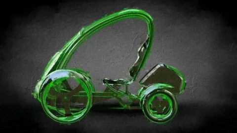 3d rendering of a reflective futuristic car on a dark black background Stock Illustration