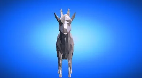 3d rendering of a reflective goat with small horns Stock Illustration