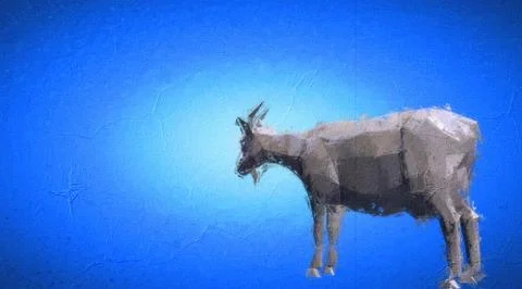 3d rendering of a reflective goat with small horns Stock Illustration