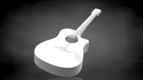3d rendering of a reflective guitar on a dark black background イラスト素材