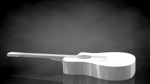 3d rendering of a reflective guitar on a dark black background Stock Illustration