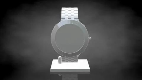 3d rendering of a reflective hand watch on a dark black background Stock Illustration