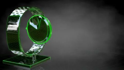 3d rendering of a reflective hand watch on a dark black background Stock Illustration