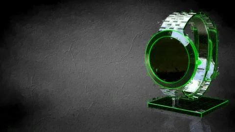 3d rendering of a reflective hand watch on a dark black background Stock Illustration