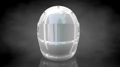 3d rendering of a reflective helmet on a dark black background Stock-Illustration