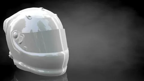 3d rendering of a reflective helmet on a dark black background Stock-Illustration
