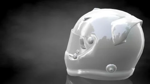 3d rendering of a reflective helmet on a dark black background Stock-Illustration
