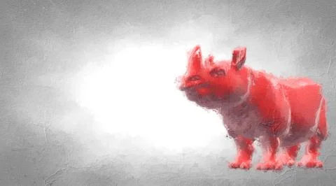 3d rendering of a reflective hippo animal on a circual gradient background Stock Illustration