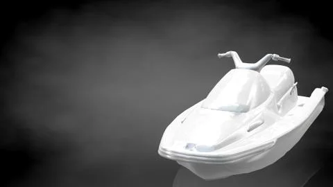 3d rendering of a reflective jet ski on a dark black background Illustrazione stock