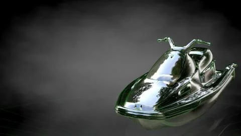 3d rendering of a reflective jet ski on a dark black background Stock Illustration