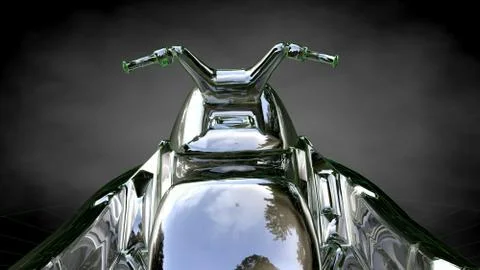 3d rendering of a reflective jet ski on a dark black background Stock Illustration