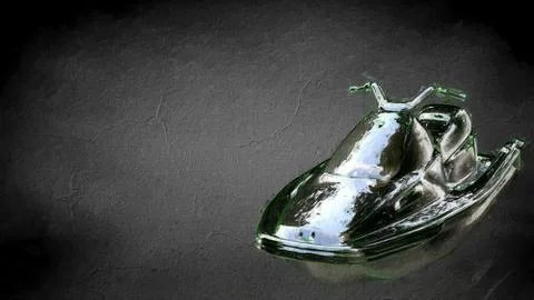 3d rendering of a reflective jet ski on a dark black background Stock Illustration