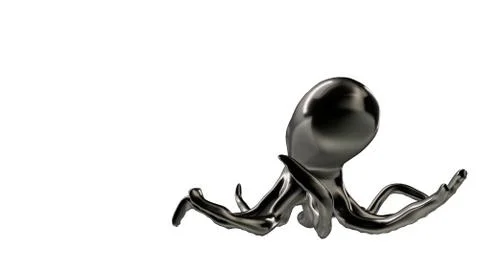 3d rendering of a reflective octopus with a lot of long hands Stock Illustration