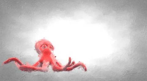 3d rendering of a reflective octopus with a lot of long hands Stock Illustration