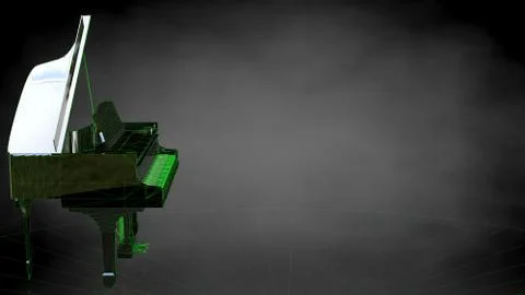 3d rendering of a reflective piano on a dark black background Stock Illustration