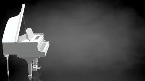 3d rendering of a reflective piano on a dark black background Stock Illustration