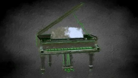 3d rendering of a reflective piano on a dark black background イラスト素材