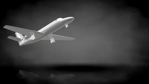 3d rendering of a reflective plane on a dark black background Stock Illustration