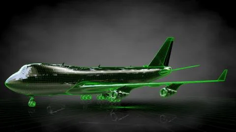 3d rendering of a reflective plane on a dark black background Stock Illustration