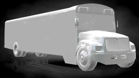 3d rendering of a reflective school bus on a dark black background Stock Illustration