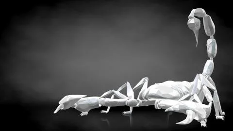 3d rendering of a reflective scorpion on a dark black background Stock Illustration