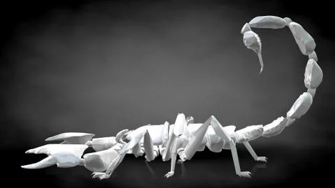 3d rendering of a reflective scorpion on a dark black background Stock Illustration