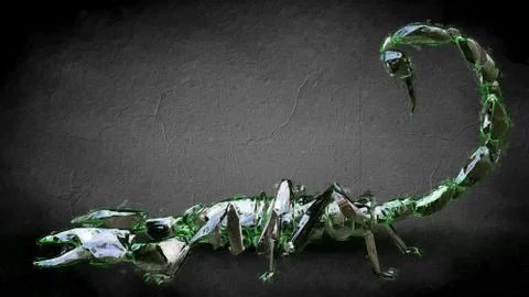 3d rendering of a reflective scorpion on a dark black background Stock Illustration