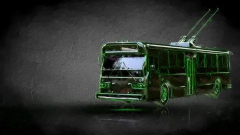 3d rendering of a reflective train on a dark black background Stock Illustration