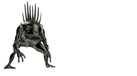 3d rendering of a reflectivemonster shape  with scary spikes Stock Illustration