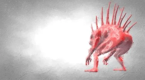 3d rendering of a reflectivemonster shape  with scary spikes Stock Illustration