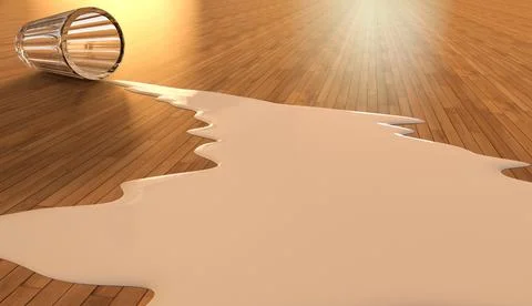 3D rendering representing the concept of crying over spilt milk Ilustración de archivo