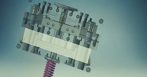 3D rendering representing an plastic injection mold development with the help of Stock Footage 120121331